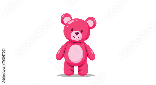 A cute pink teddy bear standing and looking forward