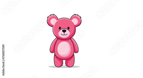 This adorable pink teddy bear stands with its arms raised in a playful gesture.