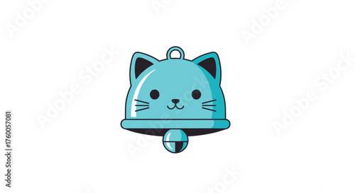 Cute cartoon pixel art cat bell charm with a happy face.