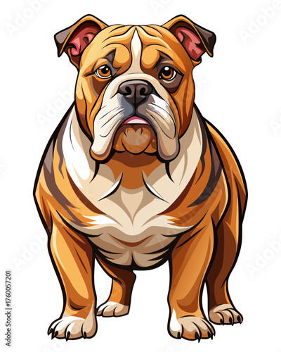 bulldog ,full body , real print Style, white background	