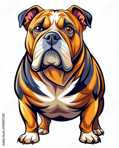 bulldog ,full body , real print Style, white background	