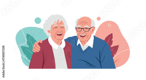 Happy elderly couple enjoying their golden years together.