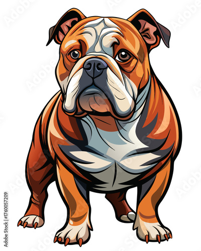 bulldog ,full body , real print Style, white background	