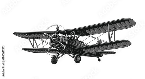Vintage biplane with two wings and a propeller in flight.