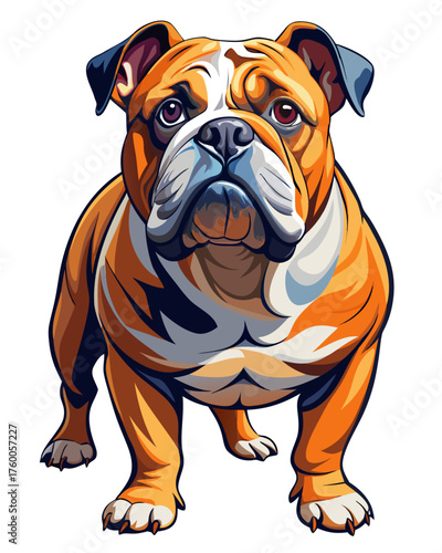bulldog ,full body , real print Style, white background	