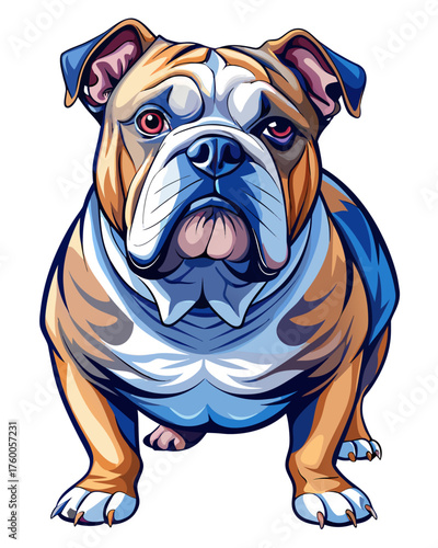 bulldog ,full body , real print Style, white background	