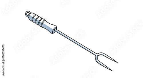 A simple illustration of a barbecue fork with a ribbed handle for gripping.
