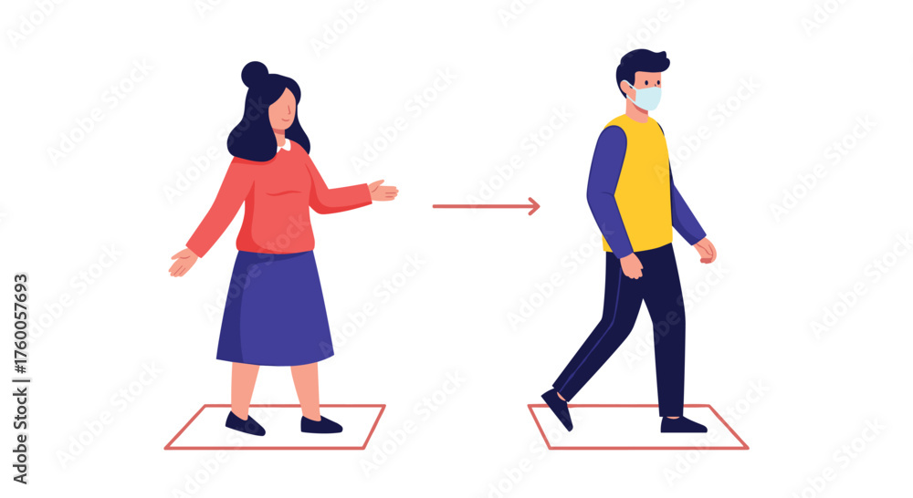 Obraz premium Maintaining safe distance between people during a pandemic.