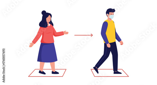 Maintaining safe distance between people during a pandemic.