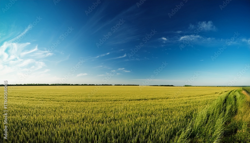 Fototapeta premium Expansive Field Under Clear Blue Sky