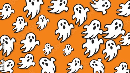 Ghosts pattern halloween background. Perfect for seasonal designs like invitations, greeting cards, social media posts, and childrens illustrations.