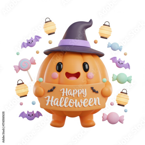 Halloween pumpkin with a witch