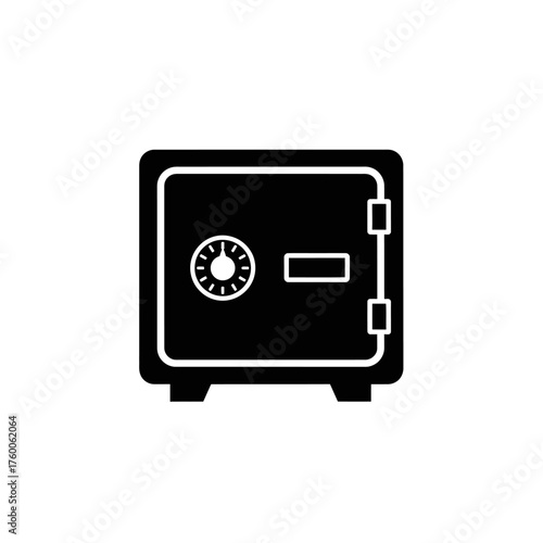 Secure safe box glyph icon with a combination dial. A simple vector graphic representing financial security, banking, asset protection, and confidentiality