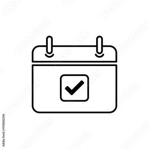 Event confirmation and successful scheduling symbol with a checkmark on a calendar date, representing a completed task or saved date