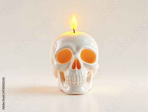 skull with a candle