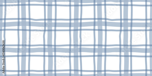 Seamless blue plaid pattern with soft lines. Perfect for textile, wrapping, decor, and background design.