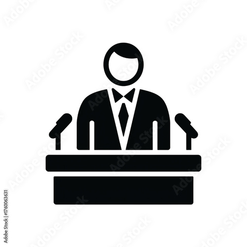 Public Speaker Podium Icon Silhouette