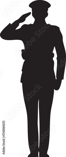 Soldier Salute Silhouette Shape Vector Illustration