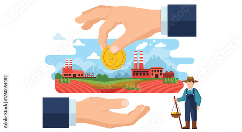 Investing in sustainable agriculture for a greener future, funding farms and supporting local farming communities, balancing industry and nature