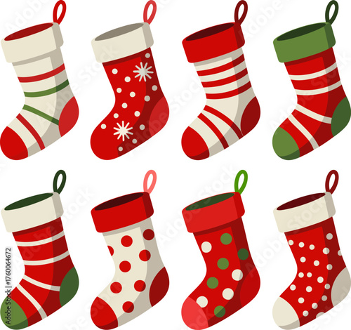 Festive Christmas Stockings Collection Decorative Holiday Season Greetings Celebration