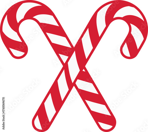 Festive Holiday Candy Canes Crossed Red and White Illustration