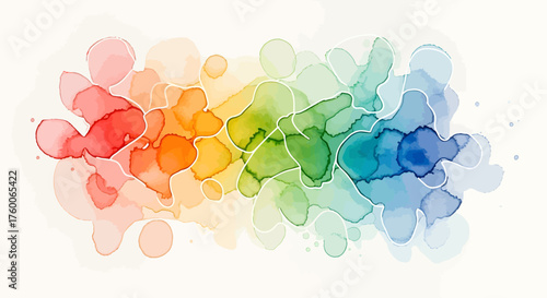 Abstract Watercolor Stains, Patterns, Cream Paper, Studio, Illustration, Overhead, Bold All-Color Mix Concept