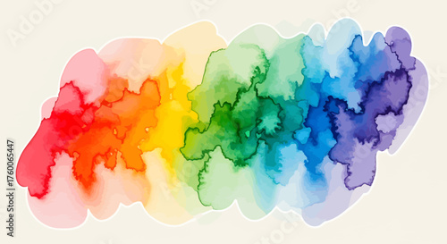 Bright Watercolor Splatter Art, Cream Paper Surface, White Vector Background, Creative Illustration, Top View, Color Concept