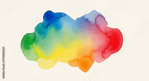 Colorful Ink Diffusion, Organic Watercolor Spread, Cream Paper Texture, White Background, Vector Illustration, Abstract Art