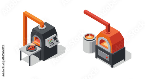 Isometric industrial machines with modern design and functionality