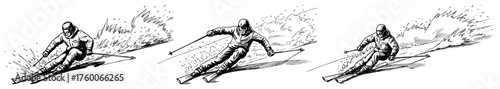 Man Sledding Downhill Action Sequence
