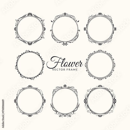 Elegant ornate floral border design with decorative flourishes