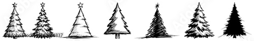 Set of Hand Drawn Christmas Trees