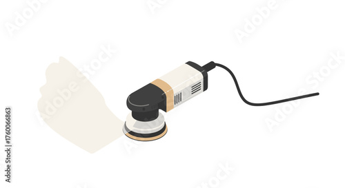 Modern electric polisher machine with hand shadow on white background