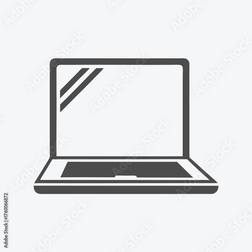 Modern black laptop icon displays sleek design with a clear, open screen