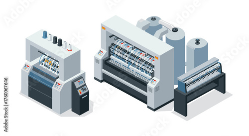Isometric textile machinery: embroidery and spinning equipment