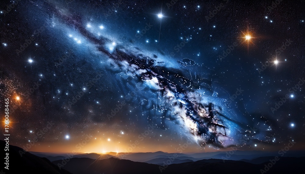 Fototapeta premium Inky Black Sky Ablaze With Countless Stars Cosmic Dust Shimmering Space Galactic