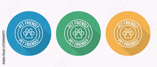 Pet Friendly Icon with Paw Print Pet Friendly Symbol Round Shape Design Pet Accomodation Symbol
