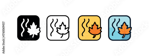 Vector icon foggy window autumn same pose same proportions four styles black solid glyph outline minimal flat multicolor filled cartoon flat shaded.