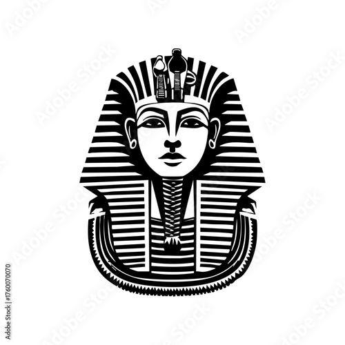 Pharaoh’s head with royal headdress representing ancient Egyptian majesty, mythology, and cultural identity.