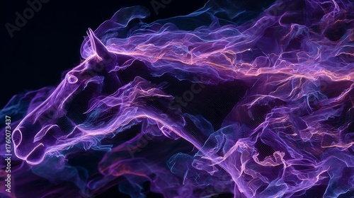 Animal equine influenza abstract glowing horse surrounded neon viral waves futuristic veterinary epidemic art