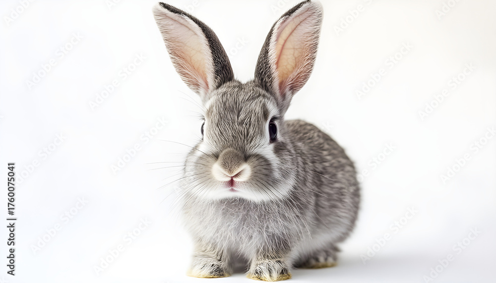 Obraz premium Cute grey rabbit ears on white background