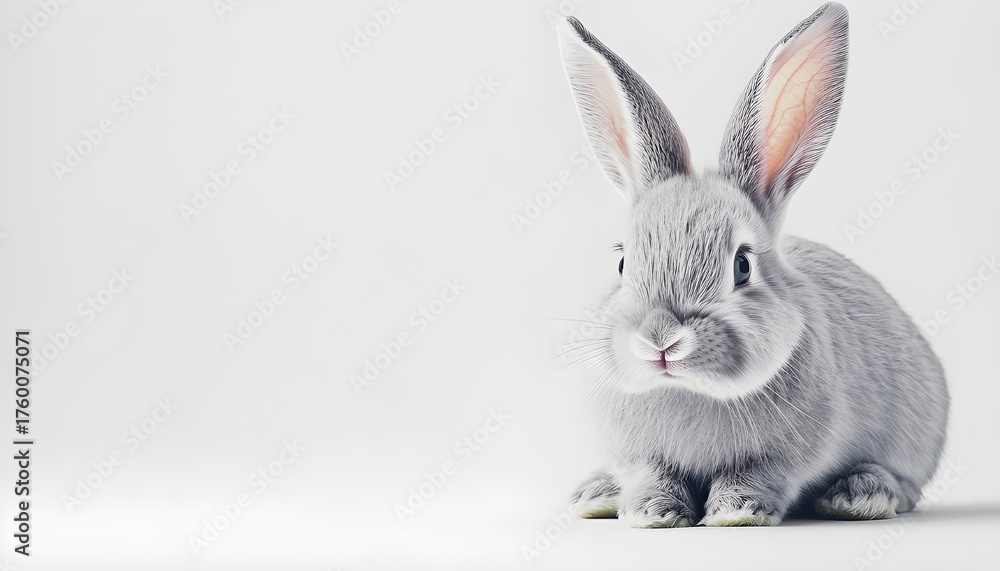 Obraz premium Cute grey rabbit ears on white background