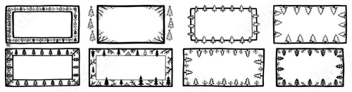Hand-drawn Frame Set. Vector Collection of Doodle Rectangular Borders and Sketchy Text Boxes.