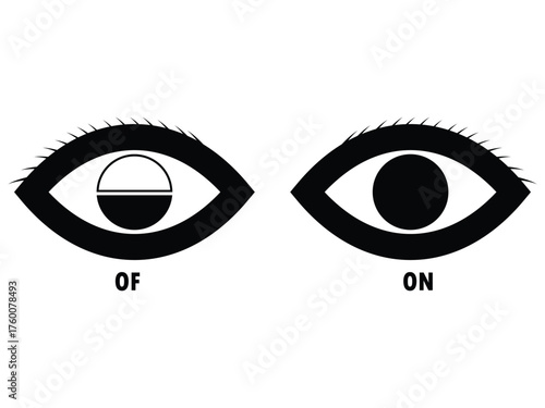 See and unsee, on off, light and black eye icon