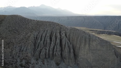 drone shot of dushanzi grand canyon, xinjiang, china