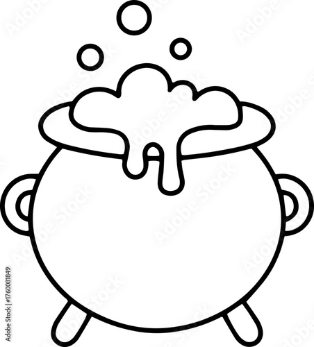 할로윈 가마솥 마녀스프 라인 벡터 일러스트