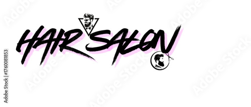 Hair salon calligraphy icon symbolizing beauty, elegance, hairstyle, fashion, femininity, and professional salon services.