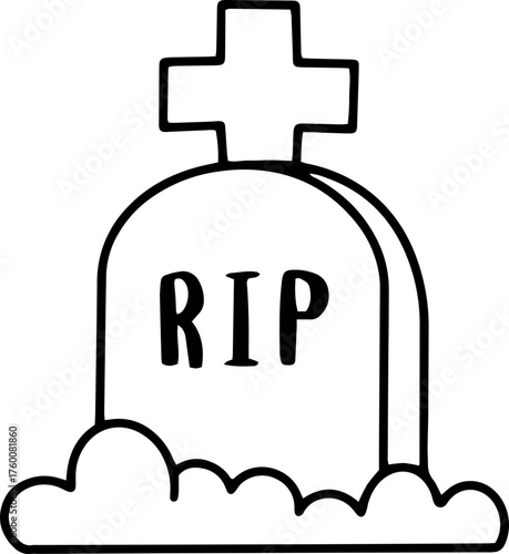 할로윈 공포체험 묘지 라인 벡터 일러스트