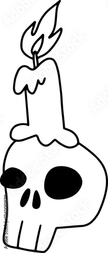 할로윈 해골 양초 도안 라인 벡터 일러스트