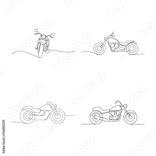 Single line art motorcycles bike vehicle